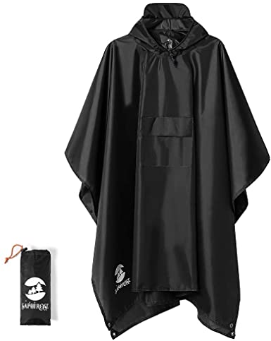 Hooded Rain Poncho Waterproof Raincoat Jacket by SaphiRose